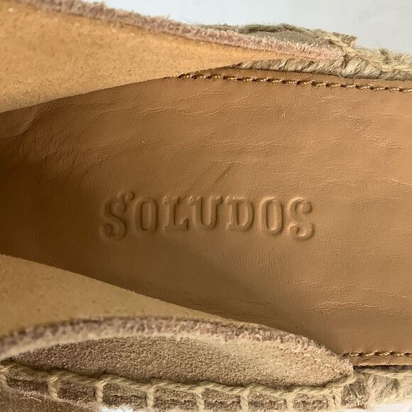 SOLUDOS Open Toe Wedge Ankle Buckle Up Beige Leather Espadrilles Women's Sz.9.5 - Picture 11 of 11